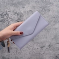 Lavender faux leather long envelope wallet with tassel and heart pendant - Purple
