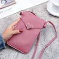 Borsa rosa a tracolla per cellulare con fibbia a cuore dorata e trama in pelle - Rosa Intenso