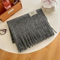 Écharpe gris foncé toucher cachemire avec franges longues et étiquette de marque - 10# Gris Foncé