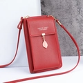 Borsa a tracolla porta cellulare rossa verticale in ecopelle con ciondolo a foglia - Rosso