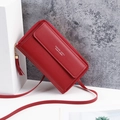 Bolso bandolera para móvil con borla de flecos en cuero texturizado rojo brillante - Burdeos
