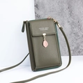 Borsa a tracolla per cellulare verde scuro con ciondolo a foglia e trama in pelle PU - Verde