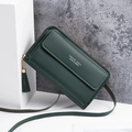 Bolso bandolera verde oscuro en cuero sintético con borla y textura de cruz - Verde