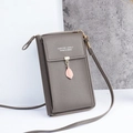 Mini borsa a tracolla grigia in pelle PU per cellulare con ciondolo a forma di foglia rosa - grigio scuro