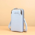 Light blue minimalist large capacity wallet bag with double zipper and gold clasp finish - Sky Blue