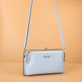 Petit sac bandoulière bleu ciel pour téléphone avec texture litchi et fermoir doré - Bleu Ciel