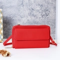 Sac à bandoulière rouge vif pour téléphone avec cuir texturé et finitions dorées - Rouge