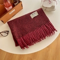 Écharpe en maille chinée rouge foncé avec franges épaisses et étiquette tissée - Rouge Jujube Chiné