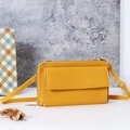 Sacoche jaune pour téléphone tactile avec double fermeture éclair et cuir synthétique - Jaune