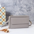 Sac bandoulière gris élégant pour téléphone avec fermeture éclair dorée et sangle - Gris