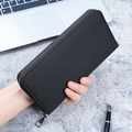 Cartera larga para hombre en tela negra con cremallera y diseño de alta calidad - Negro