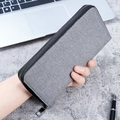 Cartera de mano para hombre en lona gris de gran capacidad con cremallera estilo negocios - Gris