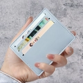 Slim light blue card holder in textured faux leather with multiple card slots - Blue