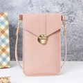 Pink PU leather touchscreen phone purse with envelope flap and golden round buckle - Light Pink