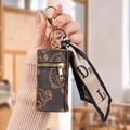 Mini leather coin purse with brown bear pattern, gold hardware and decorative silk scarf - Brown
