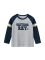 Kinder t-shirt met lange raglanmouwen in grijs en blauw met Taiyang Ray-opdruk - Grijs/Blauw / 90