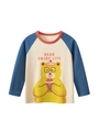 Kids long sleeve raglan t-shirt with cartoon bear print and BEAR ENJOY LIFE text - 90 / Beige/Blue