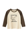 Jongens shirt met lange mouwen, dinosaurusprint en raglanmouwen in bruin beige - 90cm / Beige/Koffie