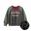 Sudadera de forro polar para niños con mangas raglán verdes y bordado Taste Delicious - 90cm / Gris Oscuro/Verde Sabio