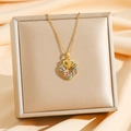 Luxurious gold heart pendant necklace with colorful crystal pavé and fine cable chain - Gold Colorful Heart (8594)