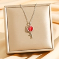 Collier élégant en acier titane avec pendentif tulipe, émail rouge et oxydes de zirconium - Tulipe Rouge Argent (8787)