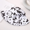 Detail of white bucket hat with black panda prints and breathable cotton fabric texture - Black & White Panda