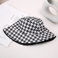 Classic black and white houndstooth bucket hat with vintage woven texture and sun protection - Black and White Houndstooth