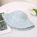 Daisy embroidered lace bucket hat in mint green, breathable sun hat for women - M(56-58cm) / Cyan