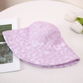 Close-up of light purple lace sun hat featuring delicate daisy floral embroidery detail - M(56-58cm) / Purple
