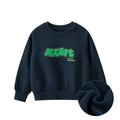Dunkelblauer Fleece-Sweatshirt für Kinder mit grünem ACCEPT-Druck und warmem Futter - 90cm / Königsblau
