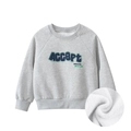Kinder Sweatshirt in Grau mit Fleece-Futter und gestickten Buchstaben-Details - 90cm / Meliertes Grau