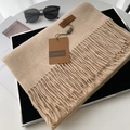 Elegant beige fringe scarf made of soft cashmere-like fabric on a stylish black tray - 70*200cm / No.8 Beige