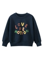Felpa in pile blu scuro per bambini con stampa colorata di lettere LOVE PE MOTION - 90cm / Blu reale