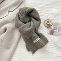 Deep grey knitted wool scarf with soft mohair texture and minimalist white logo tag - 20*170cm / Gray
