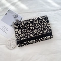 Classic black and white leopard print knit scarf with ribbed edges for winter - Black White Zebra Print (Black)