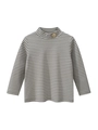 Kinder shirt met lange mouwen, grijze en witte strepen en een beer borduursel - 110cm / Grijs Koffie/Wit Gestreept