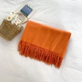 Sciarpa arancione vivace tipo cashmere con nappe, spessa e calda per l'inverno - Stile Lungo (Arancione della California) / Arancione della California