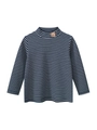 Gestreepte kinder t-shirt met lange mouwen in navy en wit met kleine beer borduring - 90cm / Donkerblauw/Wit Gestreept