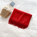 Sciarpa classica rossa con nappe in morbido finto cashmere per calore invernale - Stile Lungo (Rosso Puro) / Rosso Puro