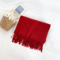Sciarpa invernale rosso acceso effetto cashmere con frange su sfondo minimalista - Borgogna