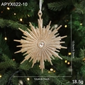 Sparkling gold snowflake Christmas ornament with glitter and central rhinestone detail - Snowflake Style
