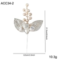 Ramo decorativo natalizio color oro champagne con foglie traforate e bacche glitter 21,5cm - Plettro per Foglie Cave con Sfera Glitterata Oro (ACC34-2)