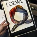 Silk square scarf featuring baroque feather patterns and artistic bird motifs - 53x53cm / Nightfall