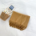 Elegante sciarpa color cammello in finta cashmere con frange per l'inverno - Cammello Dorato