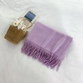 Morbida sciarpa lilla chiaro effetto cashmere con eleganti frange per l'inverno - Viola Chiaro