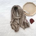 Solid camel cashmere-like scarf with fringe details and soft texture for autumn winter - Shrimp Color
