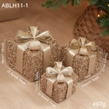 Three-piece gold glitter Christmas gift box set with festive bows for holiday decor - Three-Piece Set / Gold