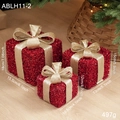 Rote Weihnachtsgeschenkboxen 3er-Set mit goldfarbenen Glitzerschleifen für Deko - 3-teiliges Set / Rot
