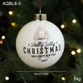 Pallina di Natale in vetro bianco opaco da 8cm con Babbo Natale e testo Holly Jolly - Stile Babbo Natale Vintage (AQBL8-3)