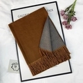 Thick two-tone cashmere scarf in caramel brown and grey with elegant fringe detail - Caramel and Grey